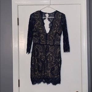 Navy Blue Lace Dress